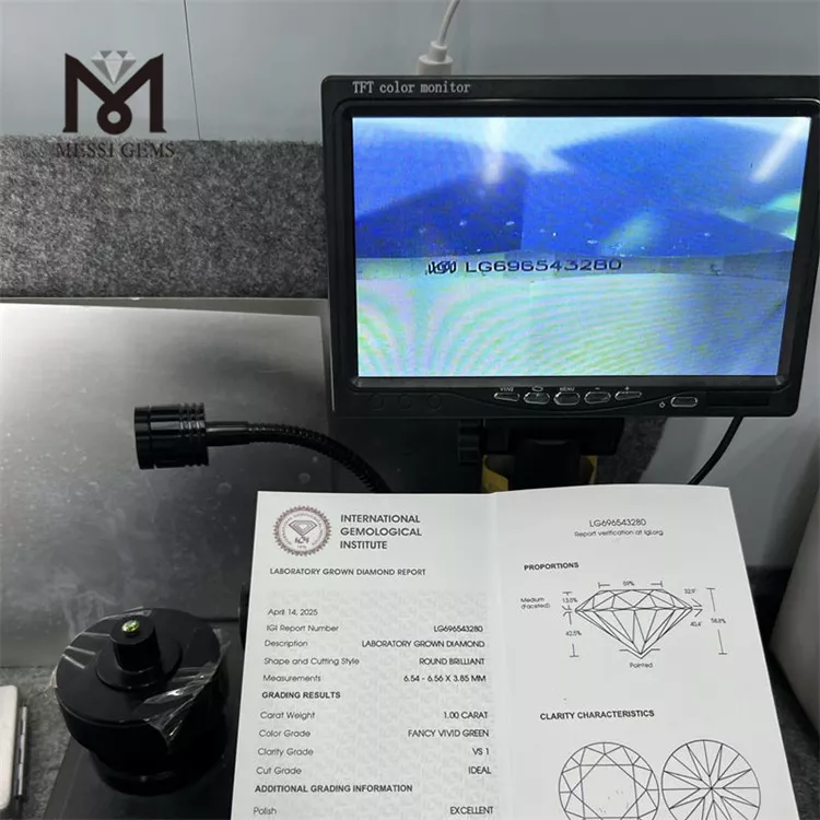 1.00CT VS1 FANCY LIGHT GREEN ID EX EX HPHT Best Lab Created DiamondLG696543280